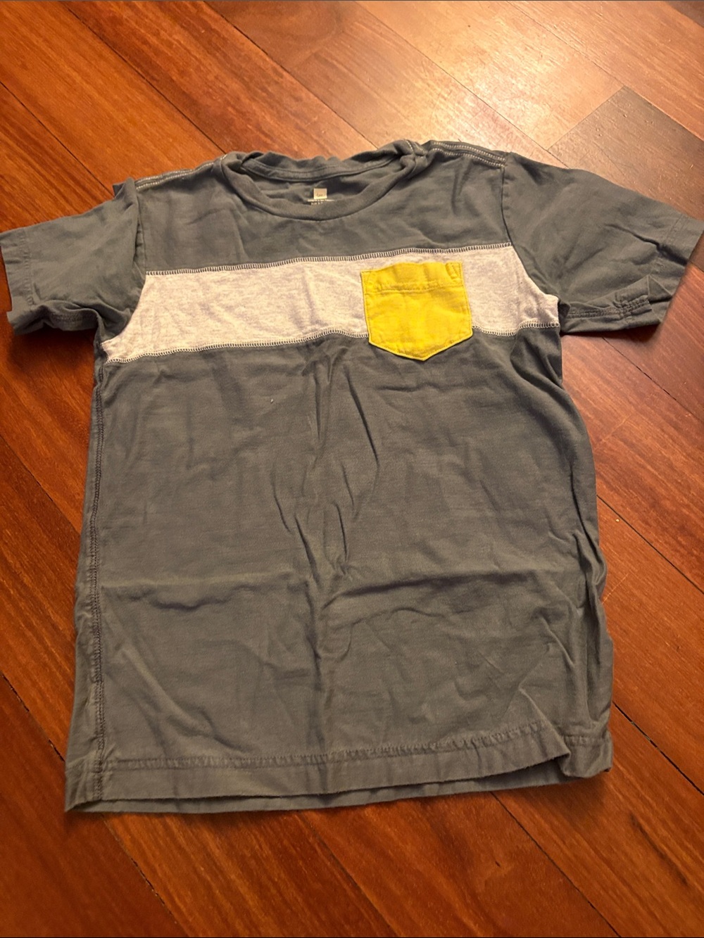 Tea Collection Gray Tee with Yellow Pocket